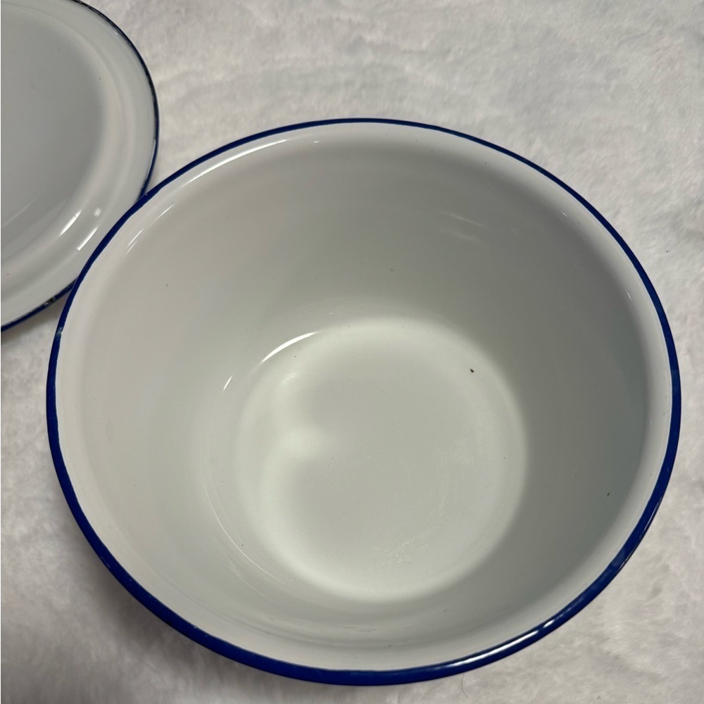 VTG Floral Metal Enamelware Lidded Pot Bowl Cottagecore Butterfly Brand MCM - Picture 5 of 9